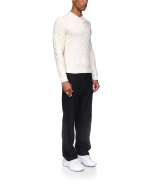 Column Knit Polo Shirt