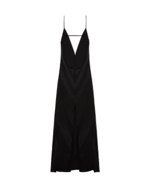 Black Silk Devore Evening Gown